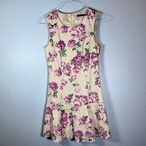 90’s Suzy Shier Drop Waist Pink and Cream Floral Dress Size XS